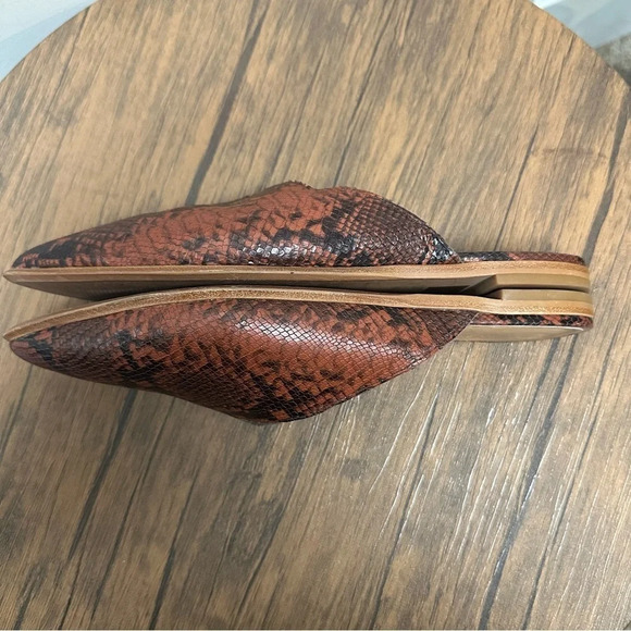 Madewell Mules 8 The Emilia Mule in Snake Embossed Leather Slip On Brown Slides - Picture 8 of 14